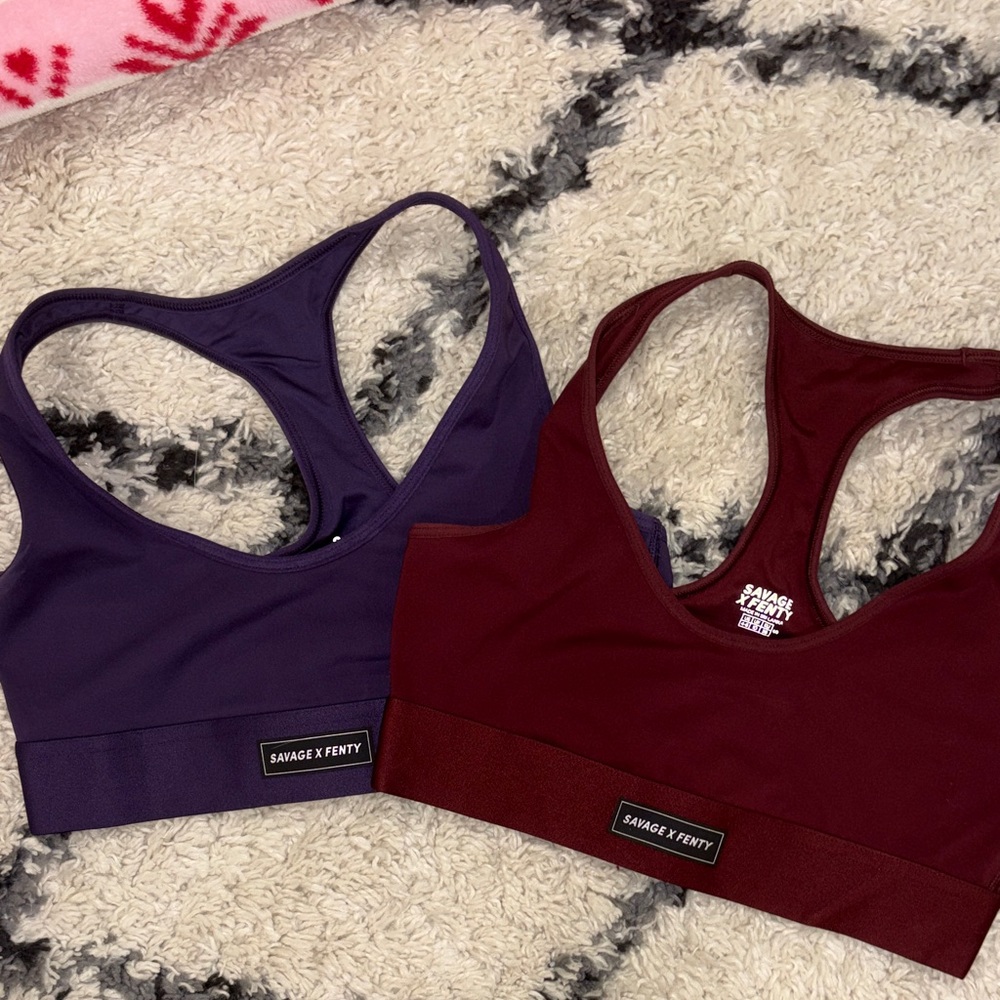 Savage X Fenty Racerback Bralettes in Plum Purple & Wine Burgundy